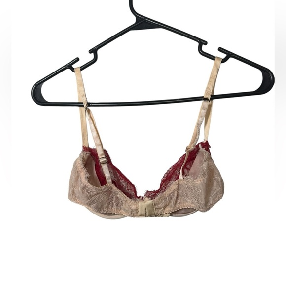 Fleur Du Mal Rose Lace Unlined Demi Bra Sz US 34C - Picture 3 of 9